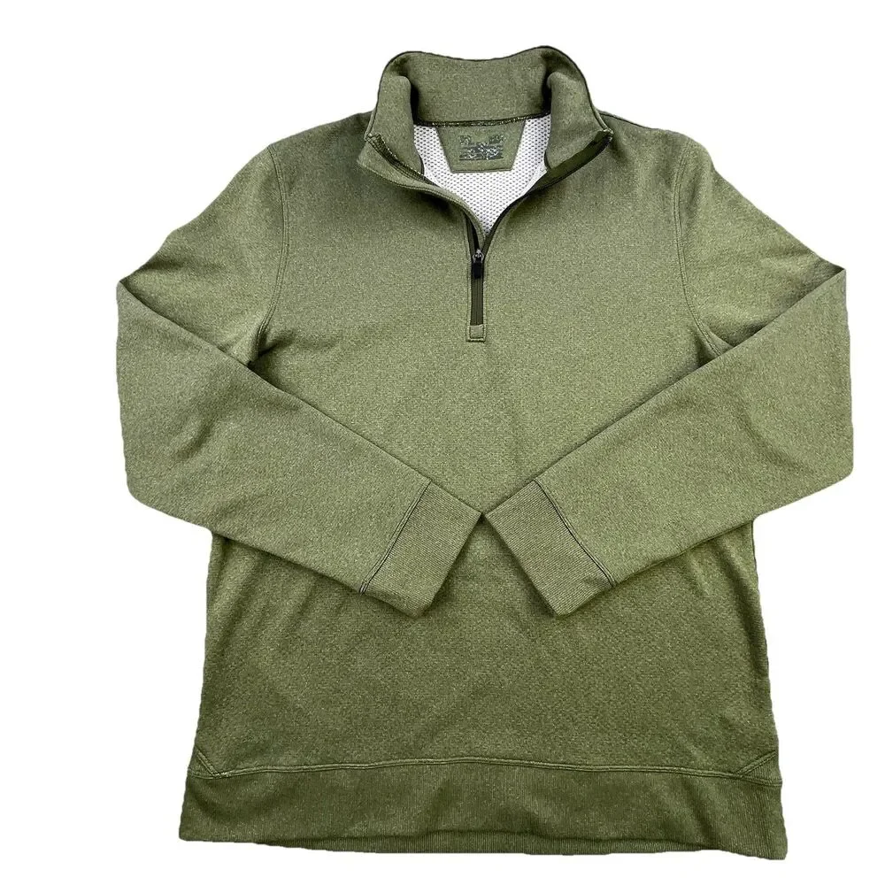 Under Armor 1/4 Zip Pullover Men’s M Army Green Cold Gear Micro Fleece Lined